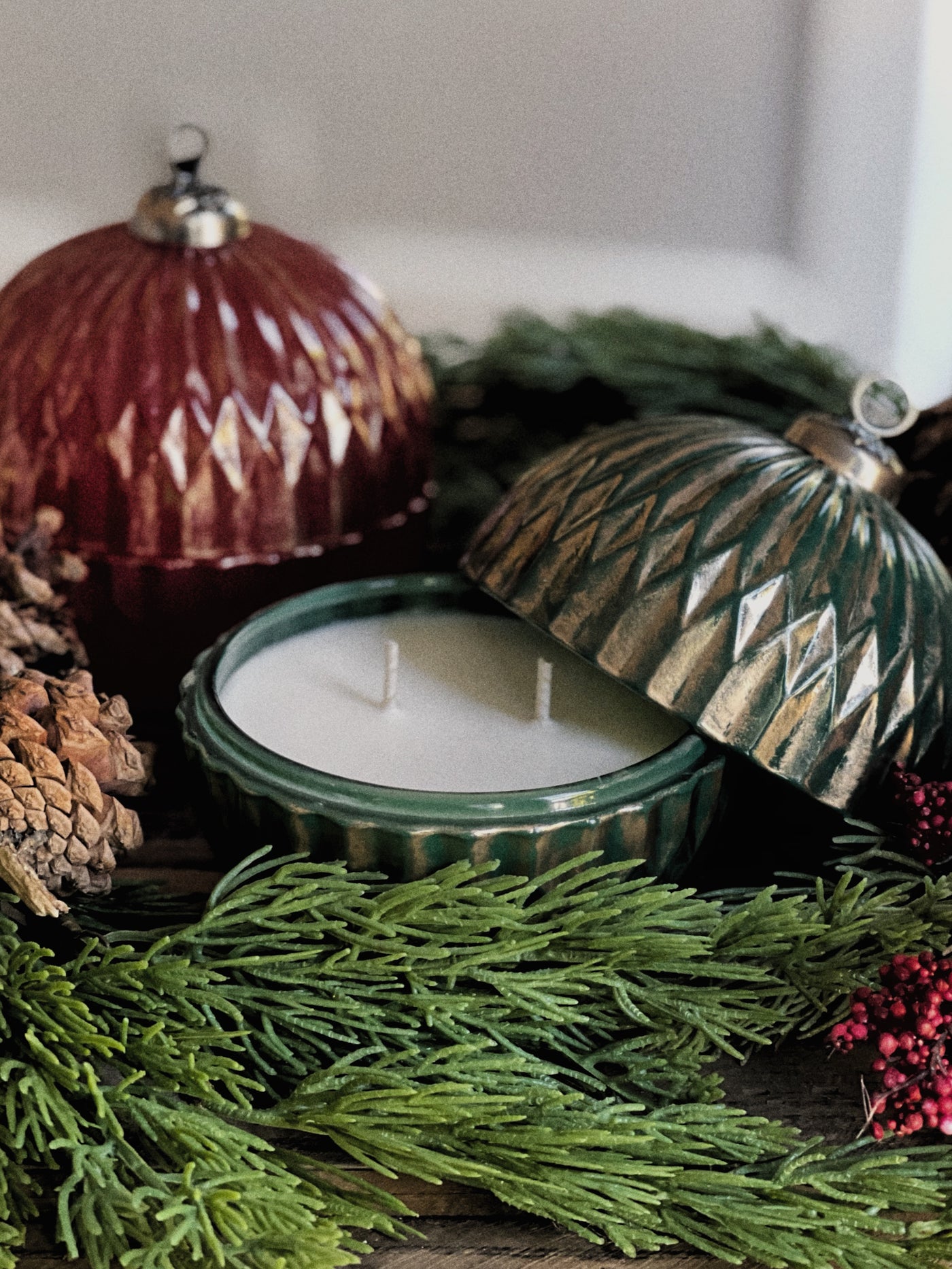 Vintage Christmas Ornament Candle