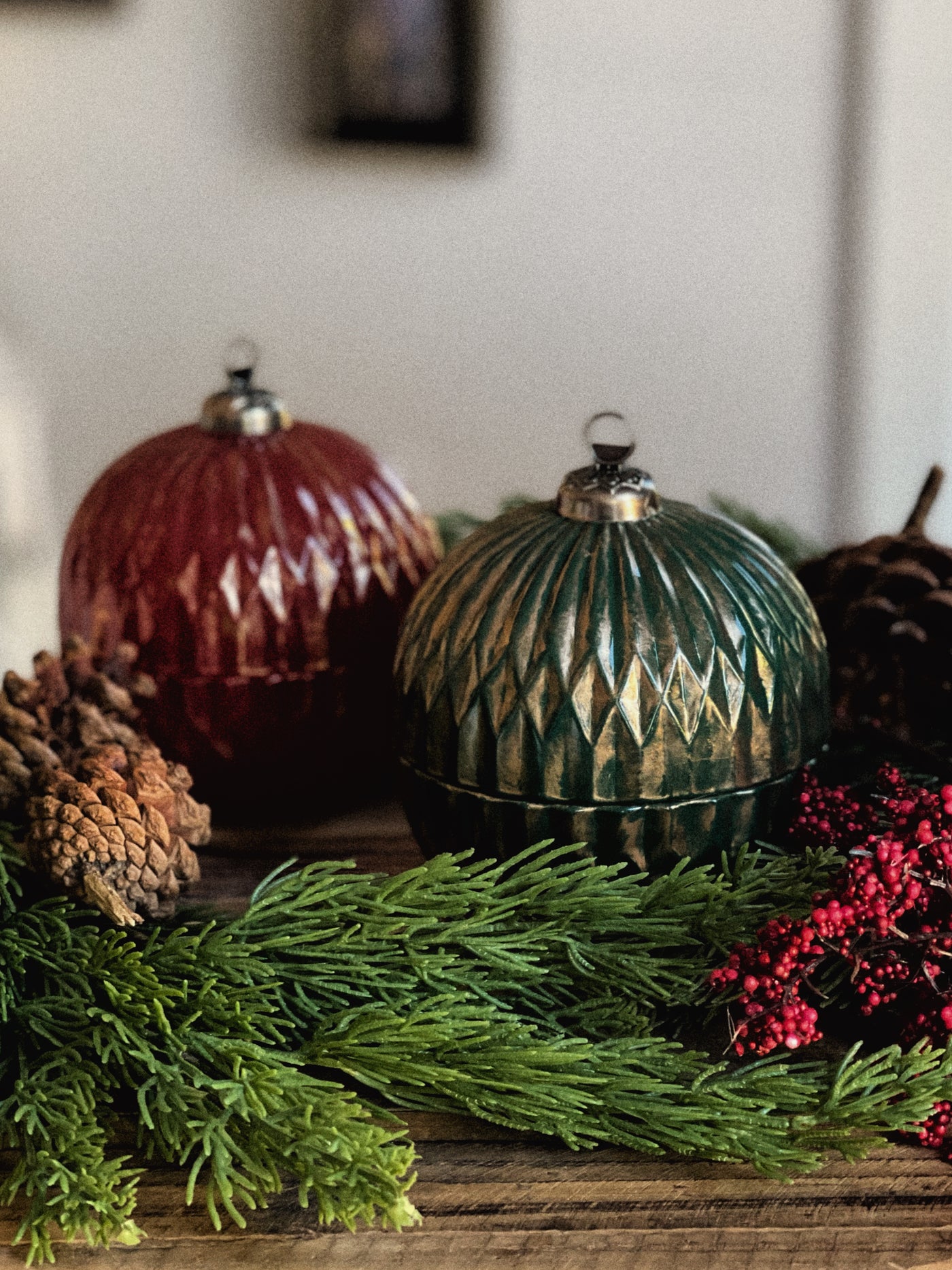 Vintage Christmas Ornament Candle