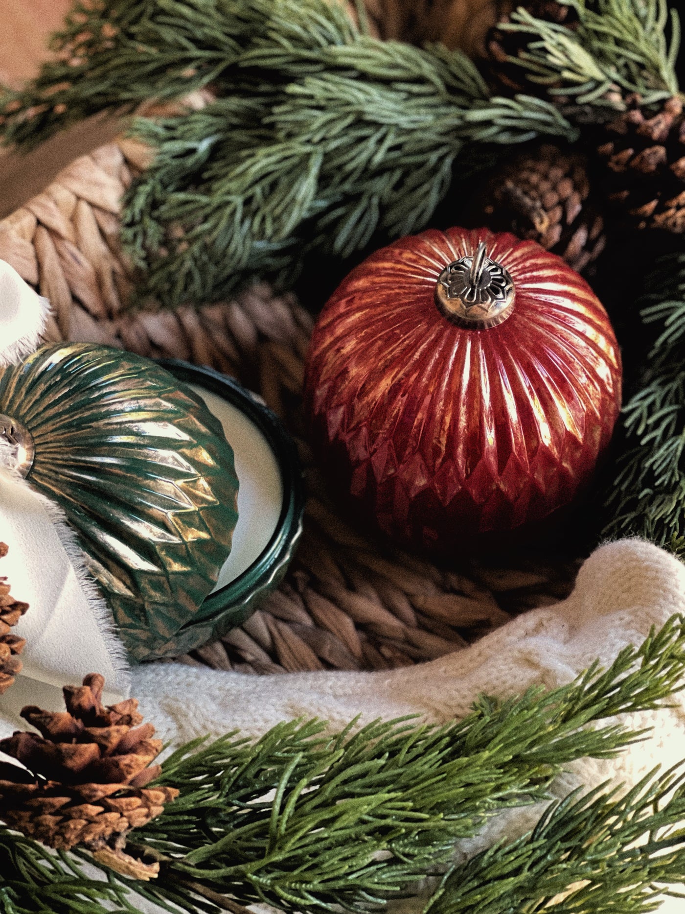 Vintage Christmas Ornament Candle