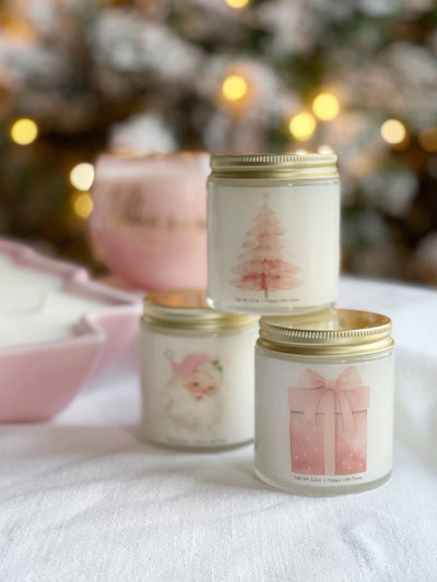 Mini Pink Holiday Graphic Candles
